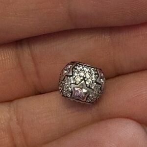 Pandora Silver and Pink Crystal Star Charm